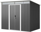 Gizoon 7.4'x5.3' Outdoor Storage Shed Metal Garden Shed with Sliding Lockable Doors, Versatile Tool Bike Shed with Transparent Panel Windows, Outdoor Storage Clearance for Backyard, Patio, Dark Gray