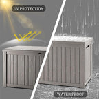 270 Gallon Waterproof Deck Box, Lockable Resin Storage Box for Patio Furniture Cushions Garden Tools and Outdoor Delivery Storage, Coffee