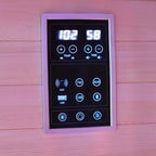 4-Person Far Infrared & Steam Dual-System Sauna Room, Outdoor Canadian Hemlock Wood Sauna, WiFi Control, Red Light Therapy, 14 Heaters& Electric Stove, Left Door, 220-240V