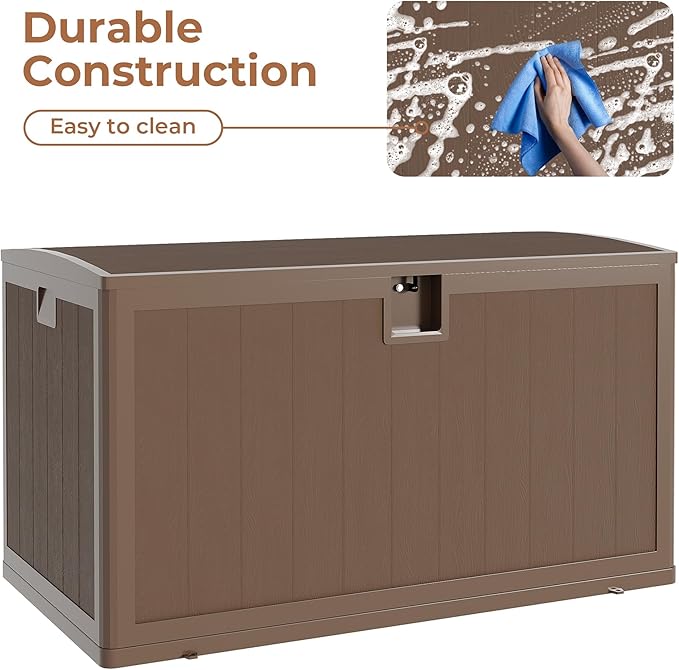 130 Gallon Outdoor Storage Box, Lockable Resin Deck Box Indoor and Outdoor Use, Waterproof Patio Deck Storage Box For Package Delivery, Furniture Cushions, Garden Tools, Pool Accessories