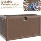 130 gal Brown Resin Deck Box, Outdoor Storage Box Waterproof Lockable, Patio Deck Box For Package Delivery, Outside Storage Box Container for Furniture Cushions, Garden Tools, Pool Accessories