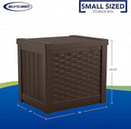 Suncast Small Outdoor Storage Box - 22 Gallon Java Resin Outdoor Deck Box, Flat-Lid Bench Seating, Patio Storage Bin Container for Organizing Tools, Cushions for Porch, Deck, Pool, & Garden