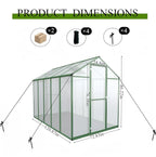 72*120in Greenhouse for Outdoors, Polycarbonate Greenhouse with Stronger Wind Protection and Roof Vent, Walk-in Large Aluminum Sunroom Winter Proof, Green