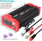 600W Car Power Inverter 12V DC to 110V AC Converter with 3.1 A Dual USB Quick Car Charger Adapter for Laptops and Smartphones
