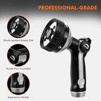 RESTMO Full Shower Hose Nozzle, Metal Spray Nozzle for Garden Hose, 8 Spray Patterns, Water Hose nozzle with Thumb Control, Ideal for Outdoor Lawn & Plant Watering, Car & Pet Washing, Silver