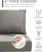 Luxury 22x24/22x25 6-Inch Outdoor Chair Cushions Set of 4 - Heavy Duty Water-Resistant Comfortable Cushion for Patio Furniture Set Dining Gliding Rocking Chairs Loveseat L-Shape Sofa - Grey
