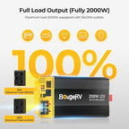BougeRV 2000W Pure Sine Wave Inverter Convert 12V DC to 120V /110V AC, Fully 2000W Output, Built-in BT for BougeRV APP, Wired Remote Controller, Off-Grid Solar System, RV, Backup Power