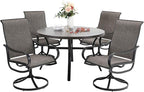 Sophia & William Outdoor Dining Set Patio Dining Set for 4 Round Patio Table and Chairs Set 5 Pieces with Swivel Patio Chairs 42" Metal Table for Garden Pool All Weather Brown