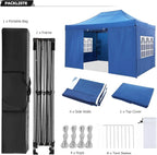 COBIZI 10x15 Pop Up Canopy with 4 Sidewall,Heavy Duty Canopy UPF 50+ All Season Wind Waterproof Commercial Outdoor Wedding Party Tents for Parties Gazebo with Carry Bag(10 x 15 ft Blue)