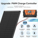 200 Watts Solar Panel Kit, 12V/24V (2PCS 100W) Monocrystalline 30A Charge Controller 25% High-Efficiency PV Module for RV, Rooftop, Boats, Trailer, Vehicle, Caravan, Off-Grid System (200W)