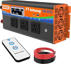 2000 Watt Inverter, Inverter 12v to 110v, LCD Display, 3 Ac Outlets, USB-C & Qc3.0 Ports, Dual Smart Fans, Remote. Power Inverters for Vehicles for Camping, Emergencies, Trucks, Rv, Off-Grid Solar