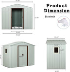 6 x 5 FT Outdoor Storage Shed, Metal Garden Shed with Floor Frame, Tool Shed Outdoor Storage with Lockable Sliding Doors & Window & Air Vents, Storage House Waterproof for Backyard, Lawn, White
