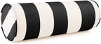 Austin Horn Classics Sunbrella Cabana Stripe White/Black Zippered Neck Roll Bolster (Set of 2)