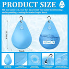Hungdao 12 Pack Pool Cover Weights with Hooks Above Ground Hanging Water Bags Leakproof Thick PVC Swimming Pool Cover Tarp Weights Winter Antifreezing for Above Ground Closing Kit, 13.5 x 9 Inch