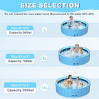 UCCY 2-in-1 Foldable Dog Pool for Large Dogs Hard Plastic Splash Sprinkler Kiddie Swimming Pool Non-Slip Portable Dog Bathtubs Collapsible Multi-Use Whelping Box Ball Pit Duck Pond Blue L-48"x12"