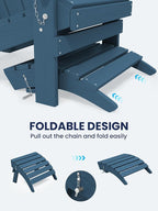 KINGYES Folding Adirondack Ottomans Set of 4 for Adirondack Chair, Navy