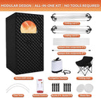 Portable Sauna for Home, Upgraded Large Size Home Sauna Box with 3L 1300W Steamer, Big Folding Chair, 9 Levels Heat,Timer, Remote Control - Personal Steam Room Tent for Relaxation Spa 3'x3'x5.9' Black