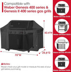 Unicook Grill Cover Compatible with Weber Genesis 400 Series, Heavy Duty Waterproof Outdoor BBQ Cover, Fade Resistant Barbecue Protector, Compared to Weber 7758, Fits Grills up to 69 Inches Wide
