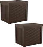 Suncast 2 Pack 22-Gallon Small Deck Box - Lightweight Resin Storage Container and Seat for Patio Cushions and Gardening Tools - Store Items on Patio, Garage, 22.5"L x 17"W x 22.5"H, Yard - Java Brown