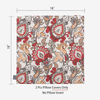 Magpie Fabrics Pack of 2 Outdoor Waterproof Throw Pillow Covers 18 x 18 Inch, Christmas Decorative Cushion Sham Pillowcase Shell for Garden Patio Tent Balcony Couch Sofa(Floral Red Orange)