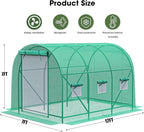 Grezone Walk-in Greenhouse Upgraded Green House with Zippered Screen Doors & 6 Screen Windows Heavy Duty Plastic Plant Warm House with Reinforced Frame (12x7x7 FT)