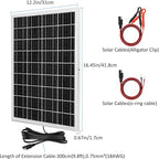 25W 18V Solar Panel with Rear-Mounted PWM Charge Controller 23% High Efficiency 12BB N-Type Monocrystalline Solar Cells for Camera Farm Rooftop Door Opener Lawn Street Light Pump Camp IP65 Waterproof