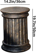 Decorative Roman Column Pedestal, Black Bronze, MGO Cement with Fiber, Classical Garden Pillar, Indoor Outdoor Decor, 19.7inch Height, Wrap Foam Safely Delivered from Local Warehouse