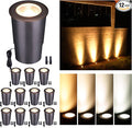 Outdoor Well Lights Low Voltage - 12V LED Inground Fixture, Bright 5 Colors Ground Landscape Lighting, Wired ORB Aluminum for Sideway Pathway Patio 9W 700LM 12 Pack