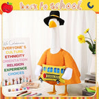 2 Pcs Porch Goose Outfit Halloween Geese Crayon Bus Teacher Cosplay Clothes for 23" Lawn Cement Goose Halloween Garden Patio Yard Outdoor Decorations(School Bus)