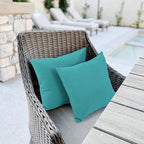 idee-home Outdoor Pillows with Inserts Included, Patio Outside Square Pillows Waterproof Set of 2, 18 x 18 inch Peocock Blue