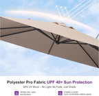 PURPLE LEAF 9' X 12' Swivel Outdoor Patio Aluminum Umbrella with Base Left-right Tilting Cantilever Offset Umbrella with UV Resistant Heavy Duty Fabric for Deck Pool Patio Backyard, Sand Dune