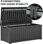 YITAHOME 120 Gallon Large Deck Box, Resin Outdoor Storage Box for Outdoor Pillows, Garden Tools and Pool Supplies, Waterproof, Lockable, Dark Gray