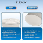 Plexon Large Metal Trash Can with Lid 20 Gallon, Decorative Outdoor Trash Can, Heavy Duty Galvanized Metal Bucket with Lid for Kitchen Garage Farmhouse, Beige