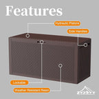 90 Gallon Resin Deck Box, Weatherproof Outdoor Storage Box for Patio, Garden, Pool, and Yard, Lockable Waterproof Bin for Tools, Cushions, and Accessories, Brown