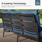 MFSTUDIO Metal Patio Conversation Sets, Outdoor Furniture Sofas Set of 2, 2 Pieces Durable Steel Frame Patio Swivel Chairs with 5.8" Peacock Blue Cushions for Patio Garden Backyard Balcony