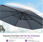 PURPLE LEAF 10 Feet Patio Umbrella with Base Outdoor Cantilever Round Umbrella Aluminum Offset Umbrella with 360-degree Rotation for Garden Deck Pool Patio Light Grey