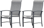 Outdoor Dining Chairs Set of 2, Stackable Patio Chairs with Metal Frame & Textilene Fabric,Perfect for Patio Garden Deck, Grey