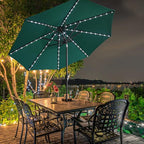 EliteShade USA 10-Year-Non-Fading Solar 9ft Market Umbrella with 80 LED Lights Patio Umbrellas Outdoor Table Umbrella with Ventilation,Forest Green