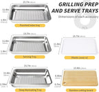 Grilling Prep and Serve Trays, Stainless Steel Large Capacity Food Prep Tray, Grill Carry System, Marinade Container with Lid and Cutting Board, BBQ Grill Accessories, Grilling Gifts for Men