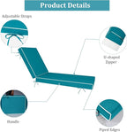 Chaise Lounge Cushions Outdoor Furniture 80 x 26 Inch Patio Lounge Chair Cushions 4'' Thick Waterproof Outdoor Chaise Cushion Weather Resistant Pool Lounger Cushion(Turquoise)