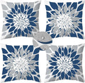Qahing Pack of 4 Outdoor Waterproof Pillow Covers 20x20 Decorative Outdoor Throw Pillows Garden Square Cases for Patio Furniture, Couch, Tent Sunbrella, Bench, Blue Grey