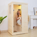 Sauna Infrared Far Infrared Sauna for Home 1 Person Sauna with Spruce Wood Dry Sauna for Home Sauna Room Low EMF Indoor Sauna for One Person in Home Sauna 900W with Speakers