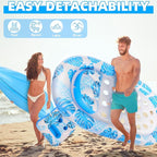 2025 New Pool Floats Adult with Canopy and Cup Holder, 3-in-1 Inflatable Pool Lounge Floaties for Swimming Pool Lake Beach Water, Raft Lounger Floating Chair for Adults Heavy Duty