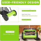 12In Manual Lawn Mower with 6-Gal Grass Catcher 5 Manganese Steel Blades Adjustable Height Rust-Proof Push Reel Lawn Mower for Gardens, Yards, Parks