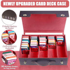5-Row 3900+ Trading Card Storage Box for MTG, Card Deck Box with Snap-fit Design, 5 Card Sleeves, 10 Stoppers, 80 Dividers and 1 Dice Tray (Black-Red)