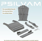 Psilvam Oversized Adirondack Chair, Fade-Resistant & Odor-Free Poly Lumber Fire Pit Chairs with Cup Holder, Weatherproof Outdoor Chair, Easy 15 Min Install Patio Chair, 350 Lbs Support (1, Gray)
