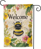 Bee Garden Flag Vertical Double Sided Outdoor Yard Flags 12.5x18 Inch Burlap Banners for House Lawn