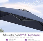 PURPLE LEAF Patio 9 Feet Cantilever Offset Umbrella with Base Outdoor Umbrella with 360-degree Rotation for Garden Deck Pool Patio Navy Blue