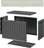 Outdoor Storage Box, Resin Deck Boxes Indoor and outdoor, Waterproof Storage Box Lockable Lid (Black, 50 Gallon)