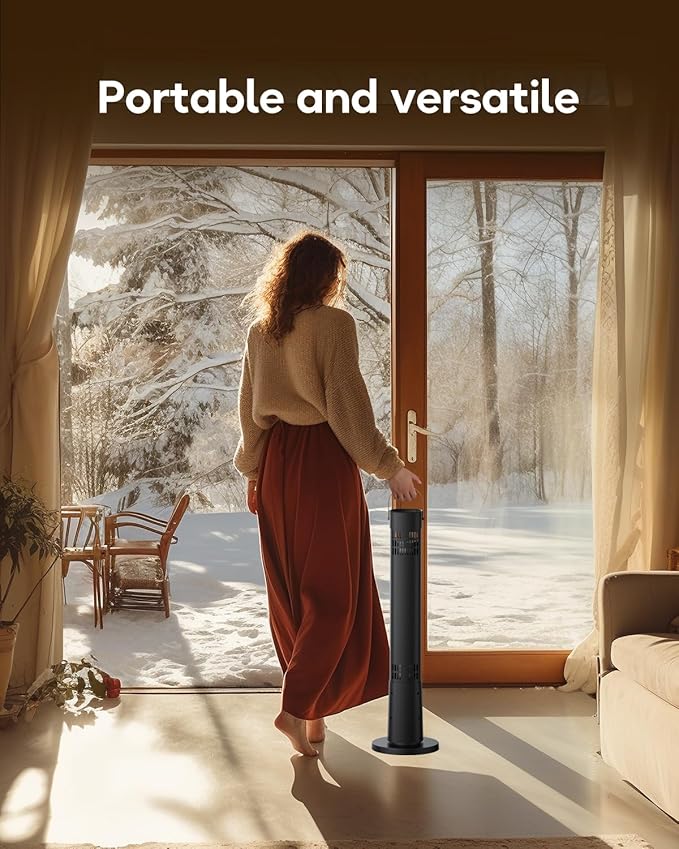 Patio Heater for Outdoor Use, 32.1" Electric Space Heater Indoor, Portable Infrared Heater with 60-Degree Oscillation, Timer, Remote, for Patio, Gazebo, Black